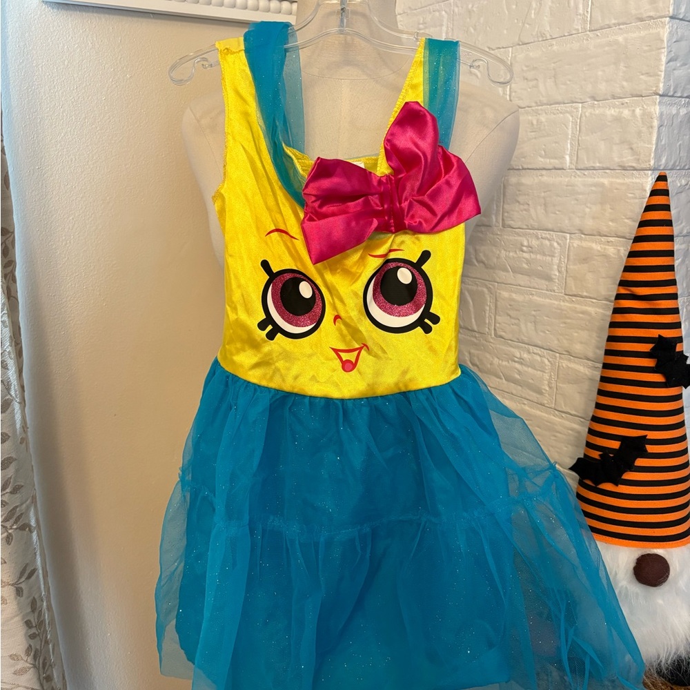 Shopkins Yellow and Blue Halloween Costume with Pink Bow size 4t-6t